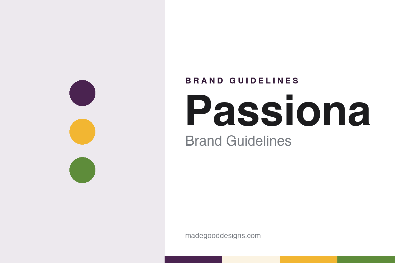 Passiona brand guidelines — abstract colour discs and material texture (original homage; not a Passiona product or logo)