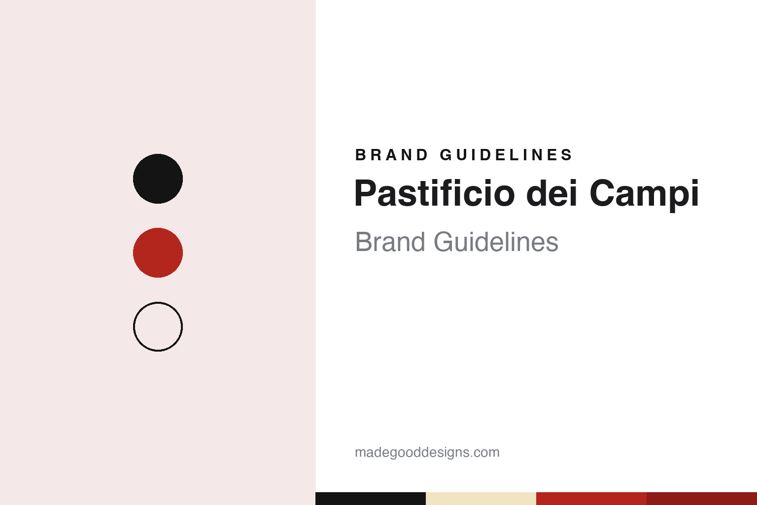 Pastificio dei Campi brand guidelines — abstract colour discs and material texture (original homage; not a Pastificio dei Campi product or logo)