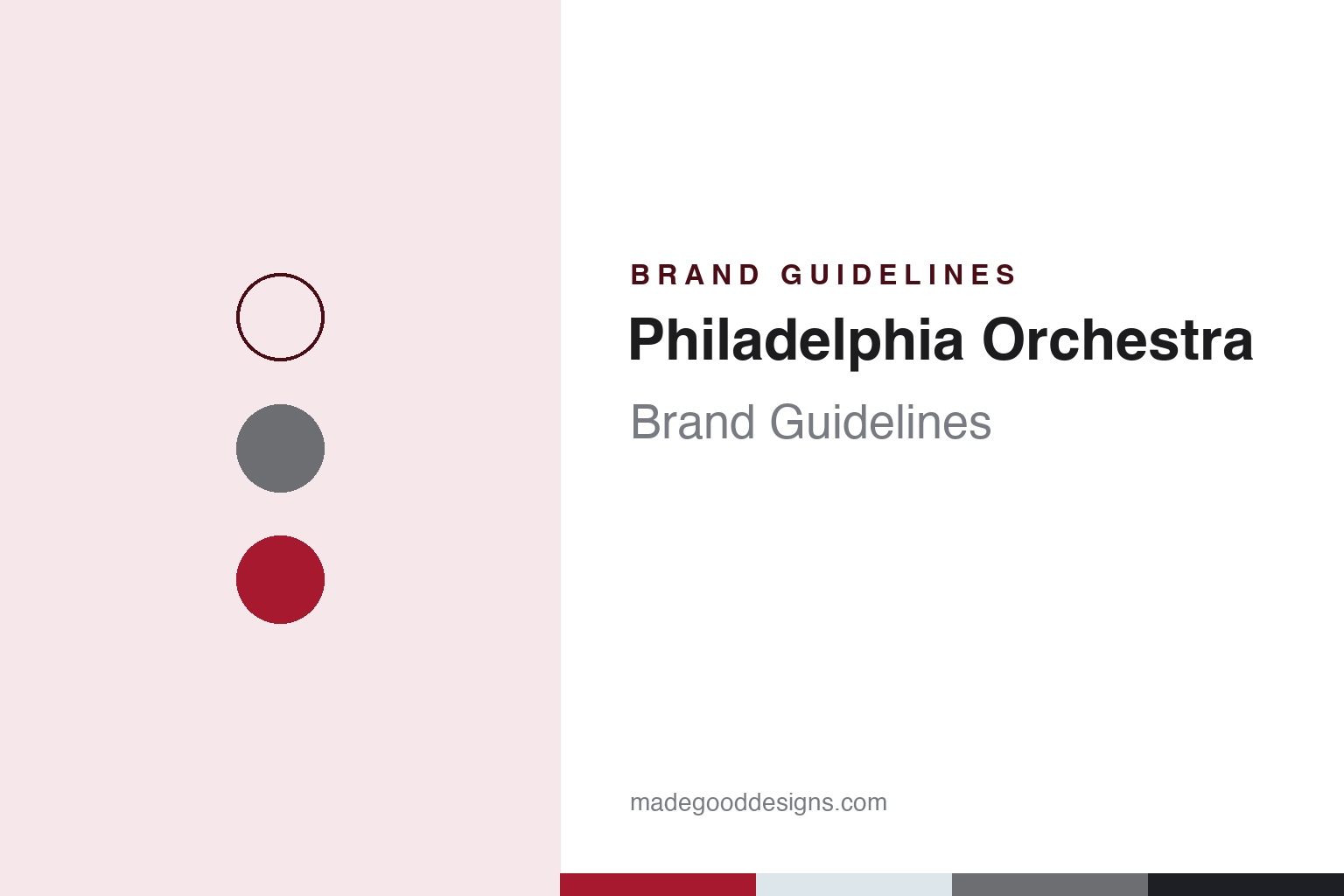 Philadelphia Orchestra brand guidelines — abstract colour discs and material texture (original homage; not a Philadelphia Orchestra product or logo)