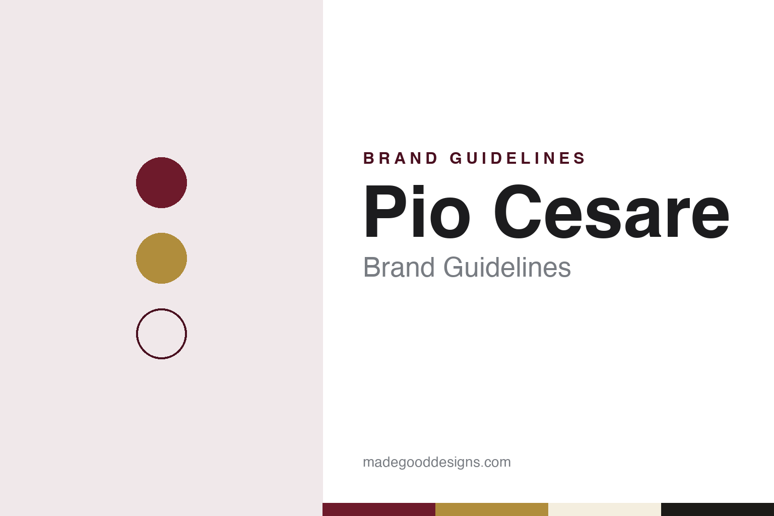 Pio Cesare brand guidelines — abstract colour discs and material texture (original homage; not a Pio Cesare product or logo)
