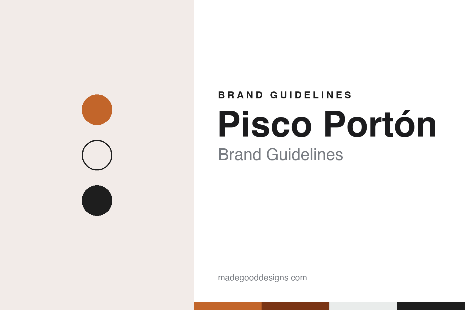 Pisco Portón brand guidelines — abstract colour discs and material texture (original homage; not a Pisco Portón product or logo)