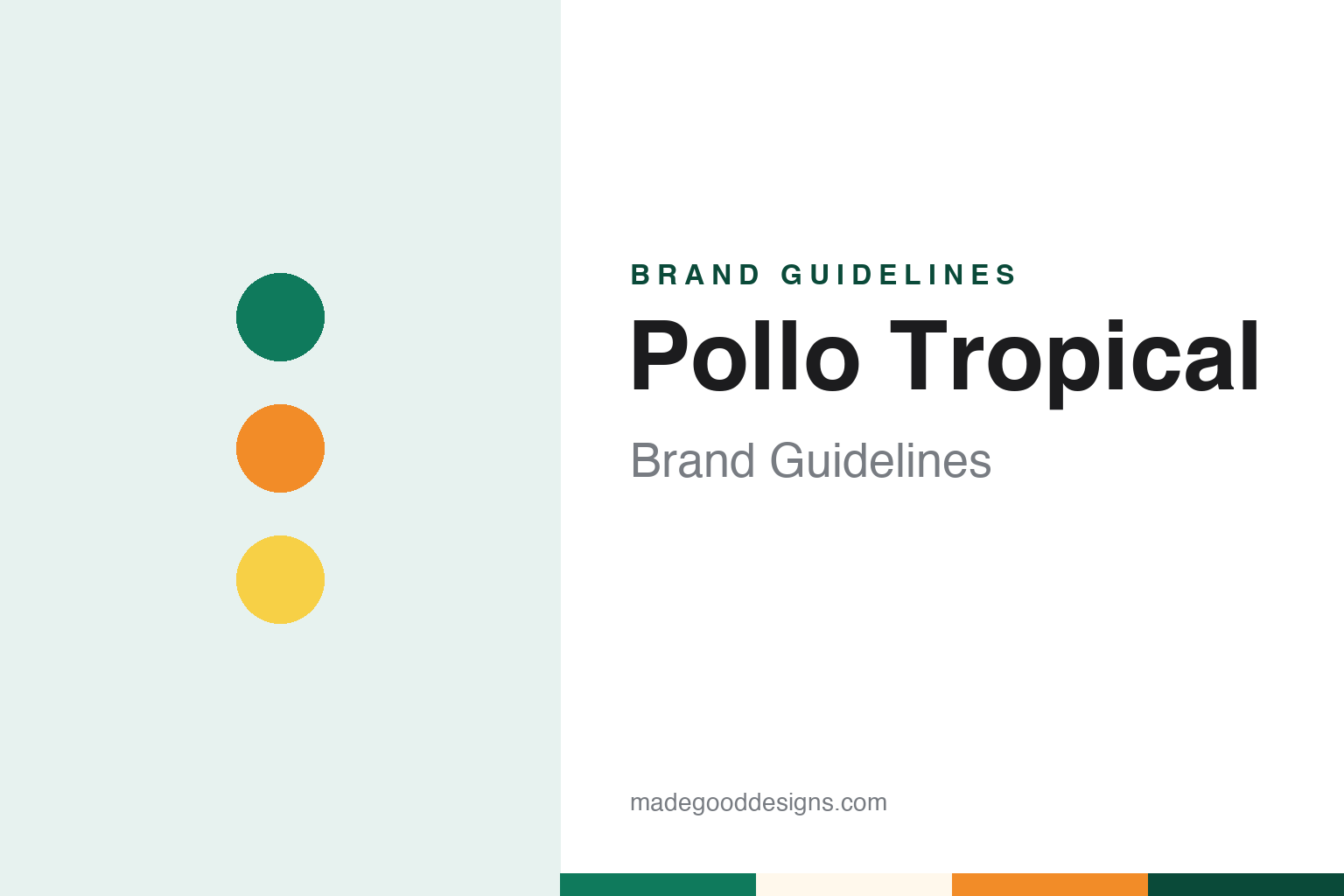 Pollo Tropical brand guidelines — abstract colour discs and material texture (original homage; not a Pollo Tropical product or logo)