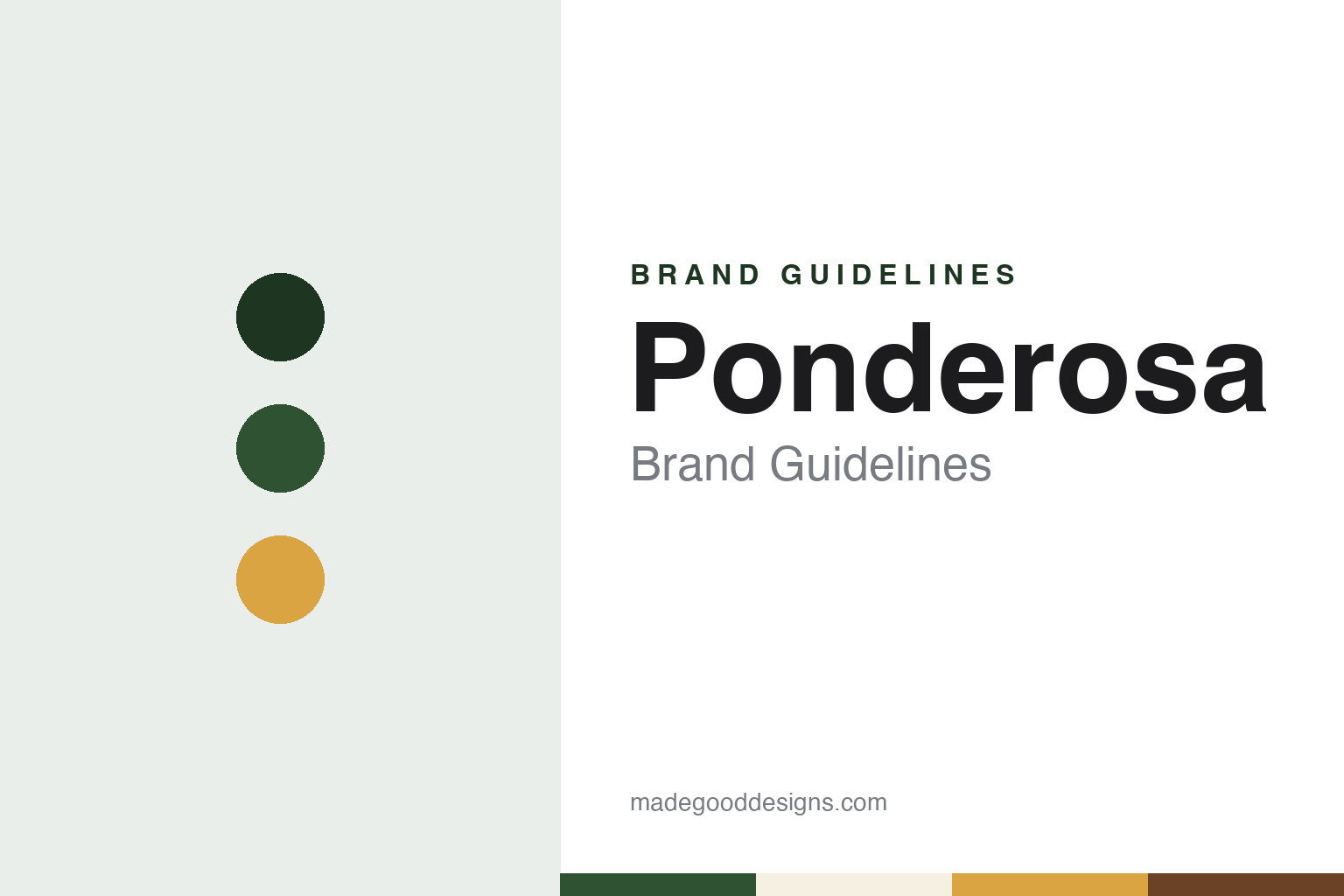 Ponderosa brand guidelines — abstract colour discs and material texture (original homage; not a Ponderosa product or logo)