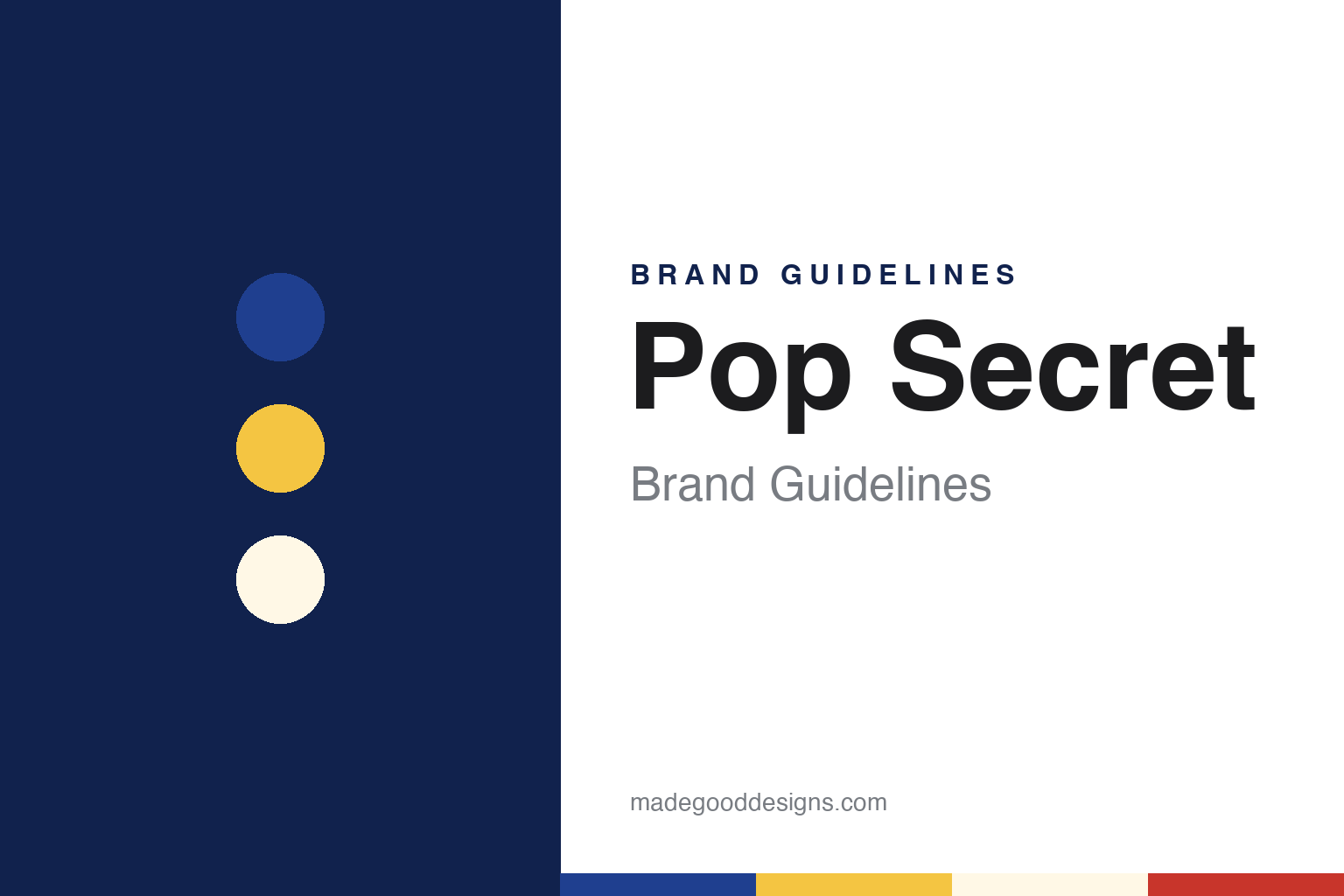 Pop Secret brand guidelines — abstract colour discs and material texture (original homage; not a Pop Secret product or logo)