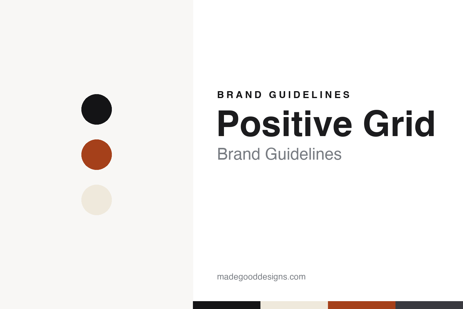 Positive Grid brand guidelines — abstract colour discs and material texture (original homage; not a Positive Grid product or logo)