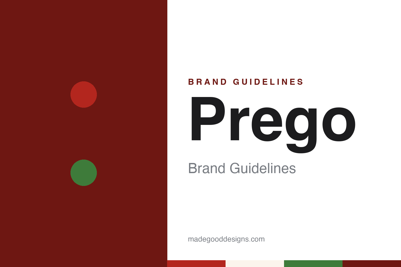 Prego brand guidelines — abstract colour discs and material texture (original homage; not a Prego product or logo)