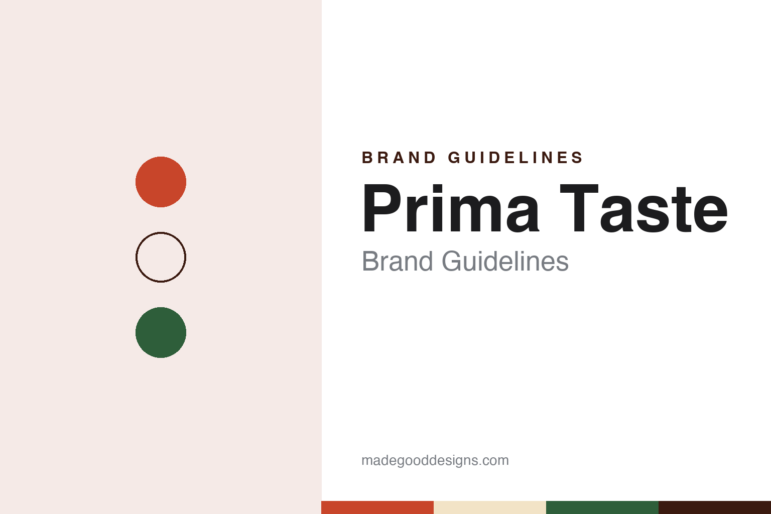 Prima Taste brand guidelines — abstract colour discs and material texture (original homage; not a Prima Taste product or logo)