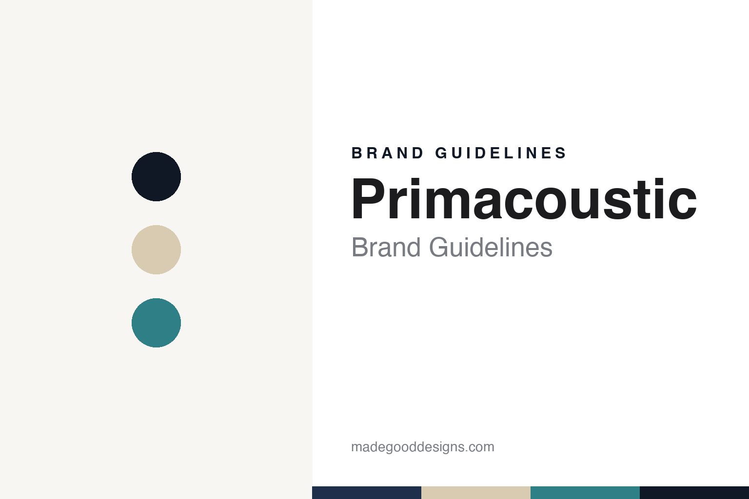 Primacoustic brand guidelines — abstract colour discs and material texture (original homage; not a Primacoustic product or logo)