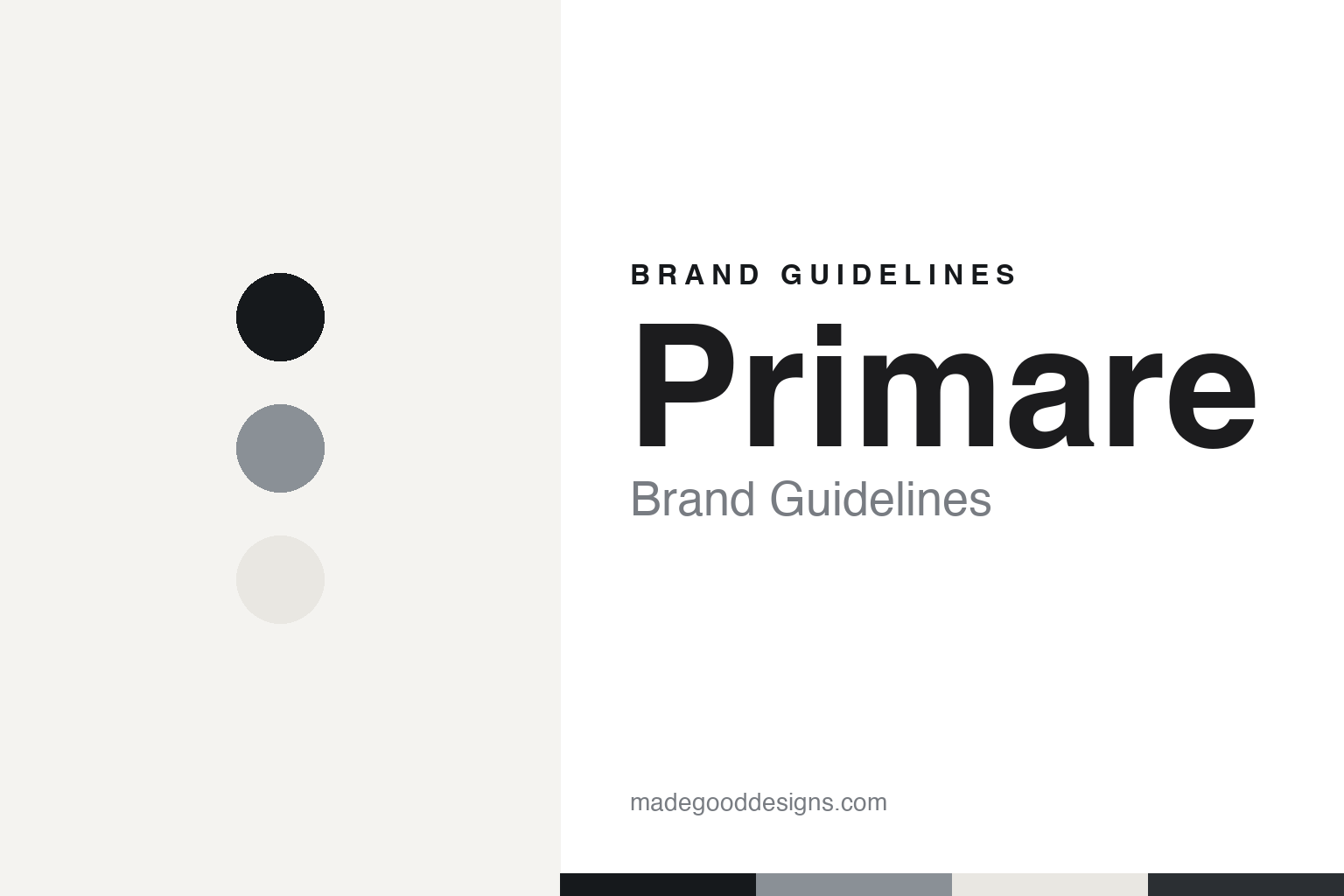 Primare brand guidelines — abstract colour discs and material texture (original homage; not a Primare product or logo)