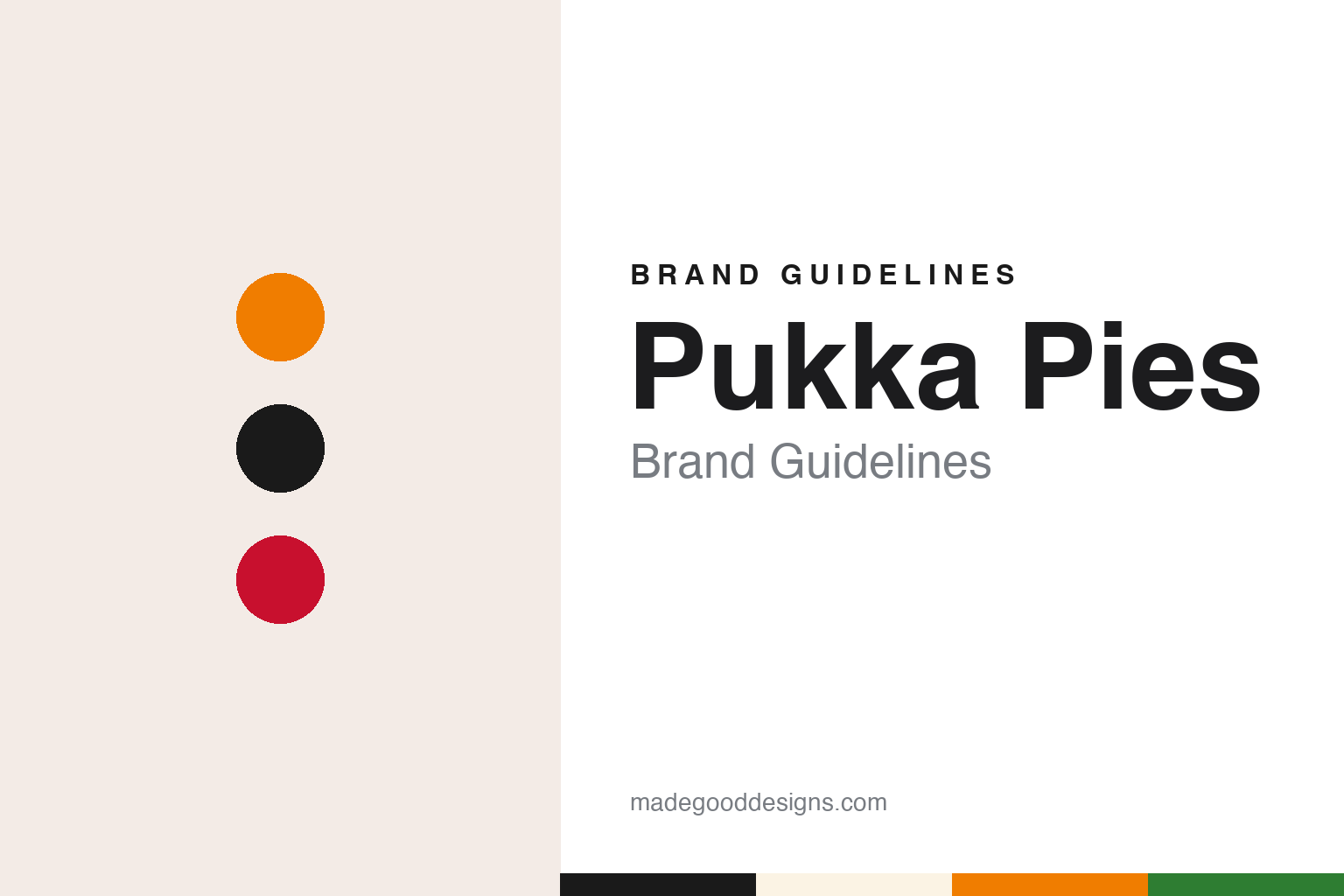 Pukka Pies brand guidelines — abstract colour discs and material texture (original homage; not a Pukka Pies product or logo)
