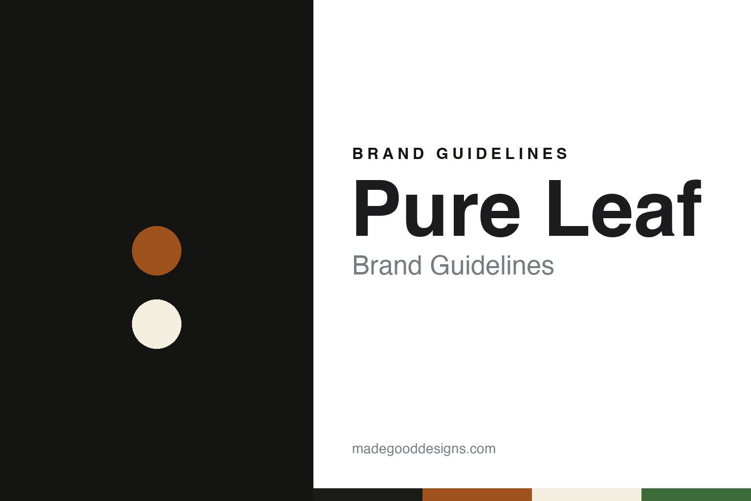 Pure Leaf brand guidelines — abstract colour discs and material texture (original homage; not a Pure Leaf product or logo)