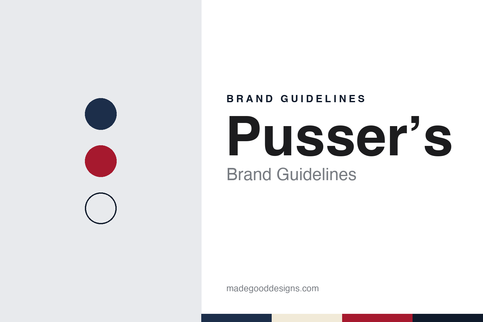 Pusser’s brand guidelines — abstract colour discs and material texture (original homage; not a Pusser’s product or logo)