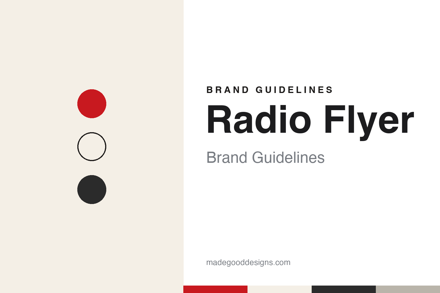 Radio Flyer brand guidelines — abstract colour discs and material texture (original homage; not a Radio Flyer product or logo)