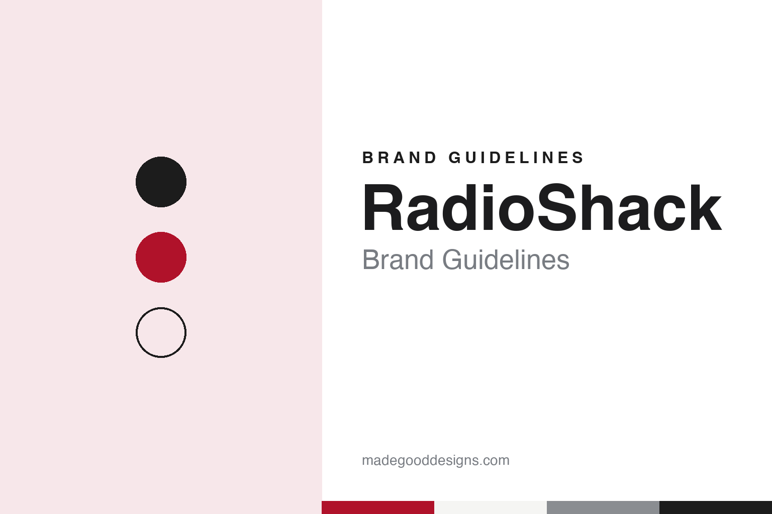 RadioShack brand guidelines — abstract colour discs and material texture (original homage; not a RadioShack product or logo)