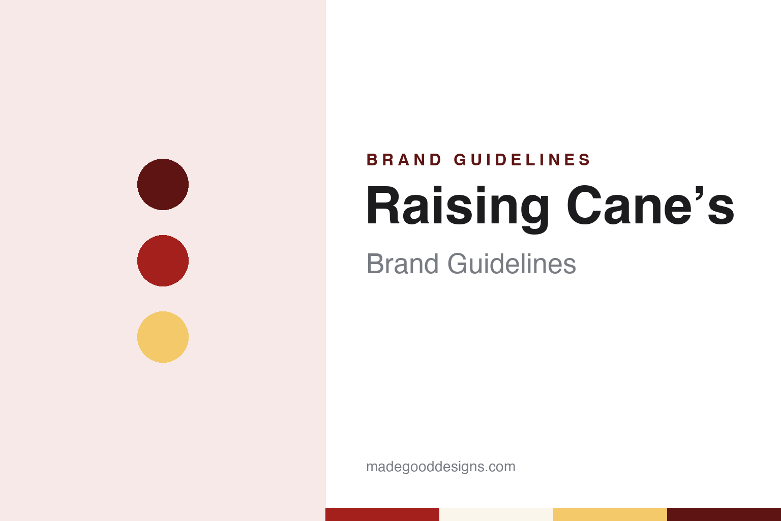 Raising Cane’s brand guidelines — abstract colour discs and material texture (original homage; not a Raising Cane’s product or logo)