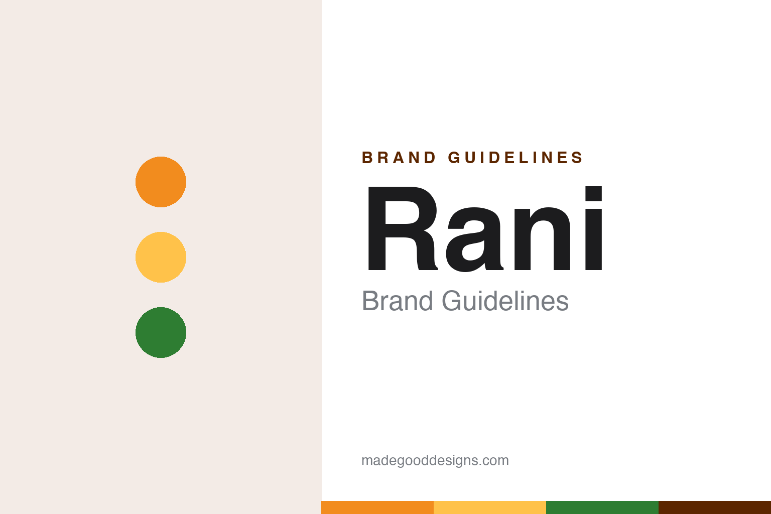 Rani brand guidelines — abstract colour discs and material texture (original homage; not a Rani product or logo)