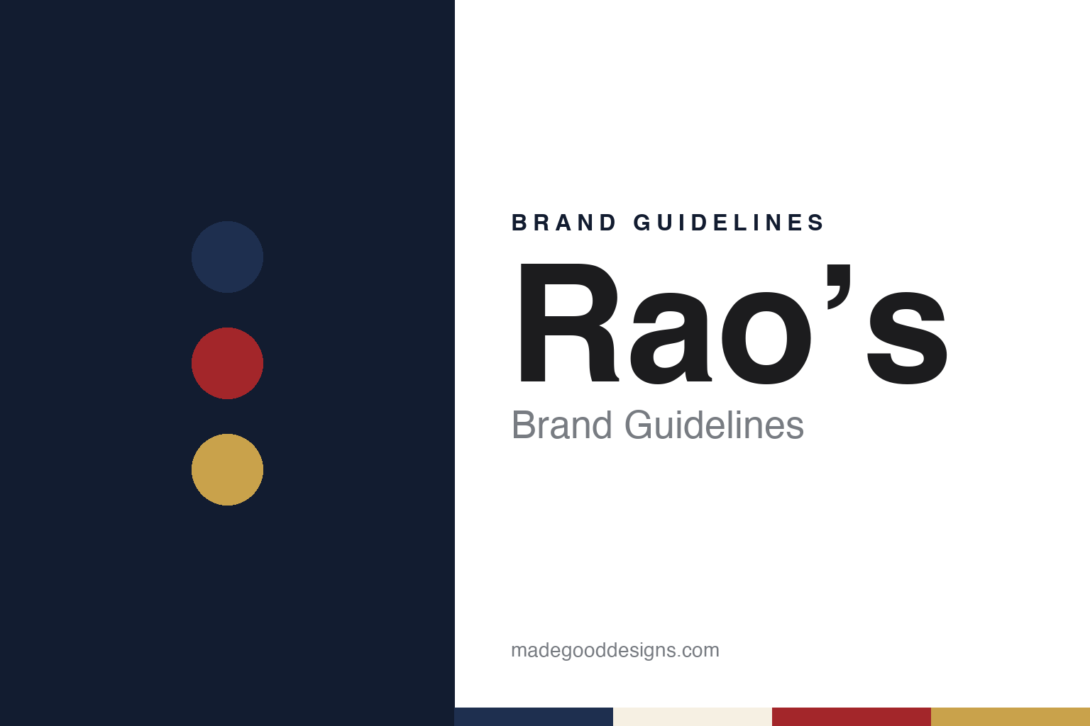 Rao’s brand guidelines — abstract colour discs and material texture (original homage; not a Rao’s product or logo)