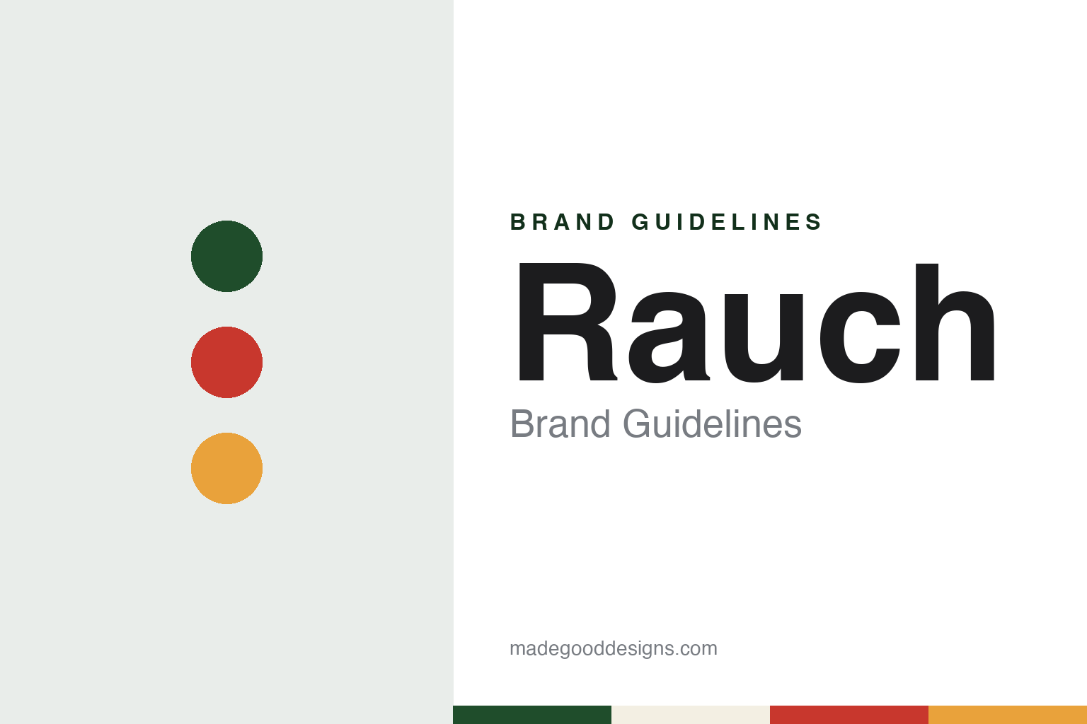 Rauch brand guidelines — abstract colour discs and material texture (original homage; not a Rauch product or logo)