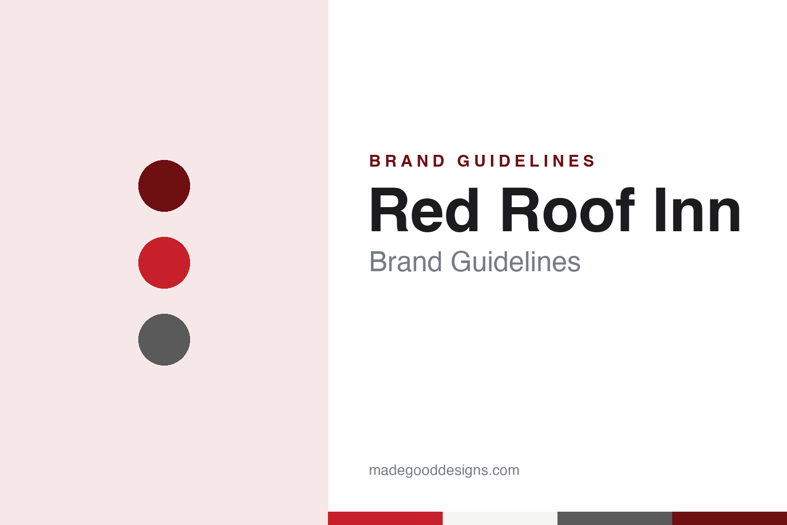 Red Roof Inn brand guidelines — abstract colour discs and material texture (original homage; not a Red Roof Inn product or logo)