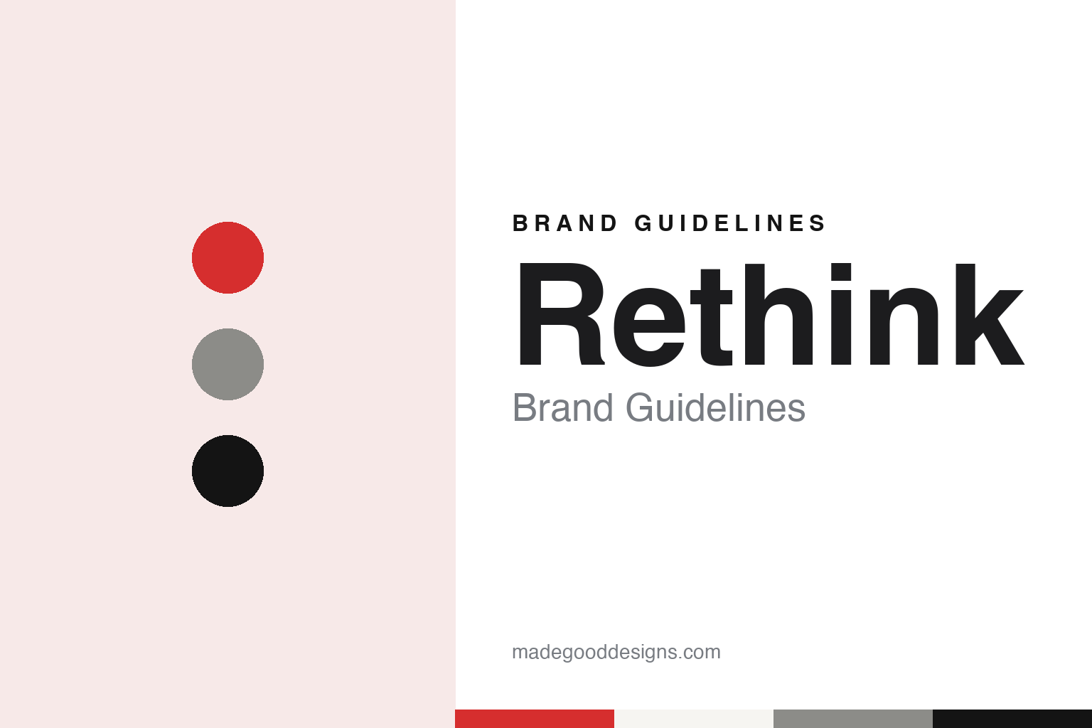 Rethink brand guidelines — abstract colour discs and material texture (original homage; not a Rethink product or logo)