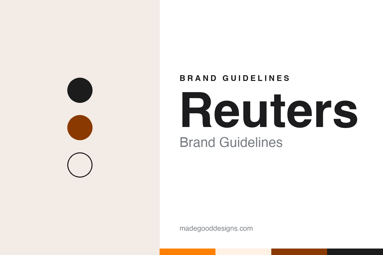 Reuters brand guidelines — abstract colour discs and material texture (original homage; not a Reuters product or logo)