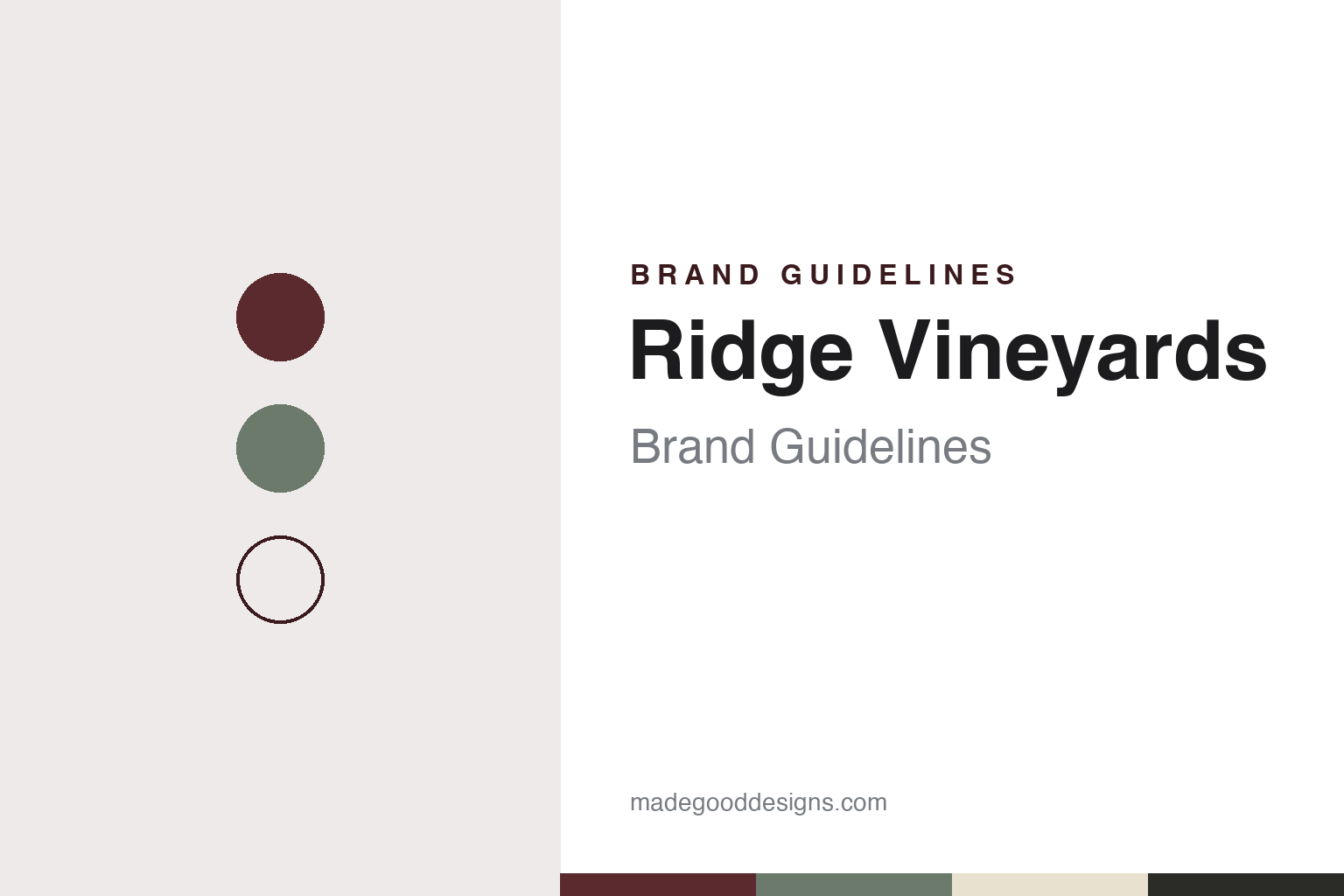 Ridge Vineyards brand guidelines — abstract colour discs and material texture (original homage; not a Ridge Vineyards product or logo)