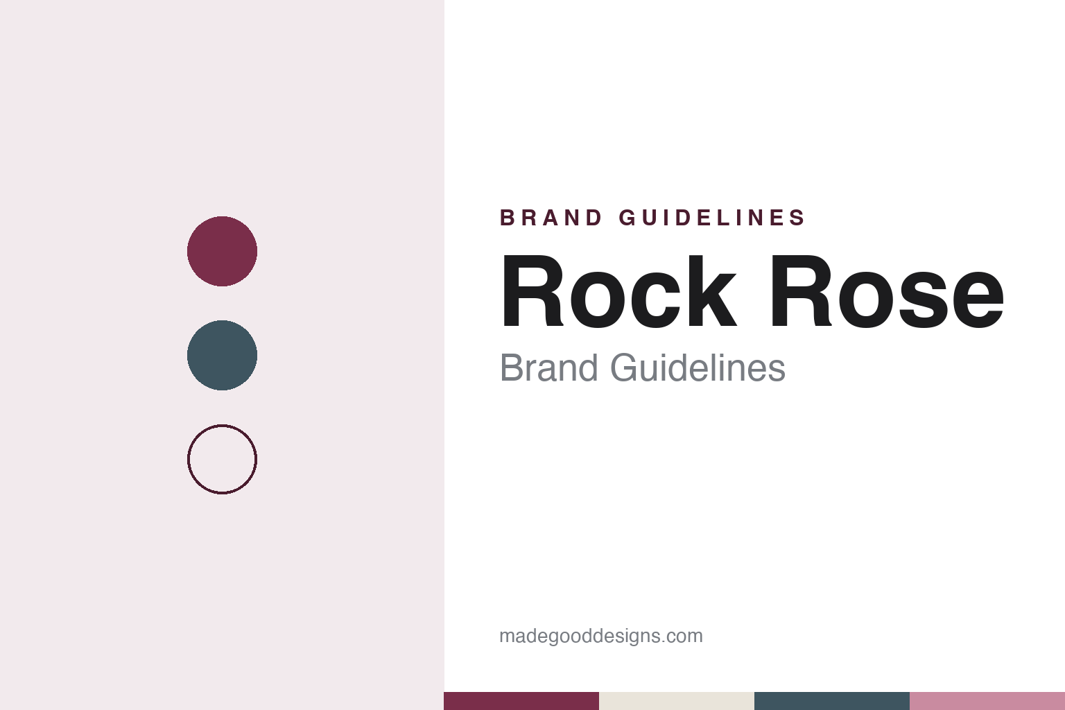Rock Rose brand guidelines — abstract colour discs and material texture (original homage; not a Rock Rose product or logo)