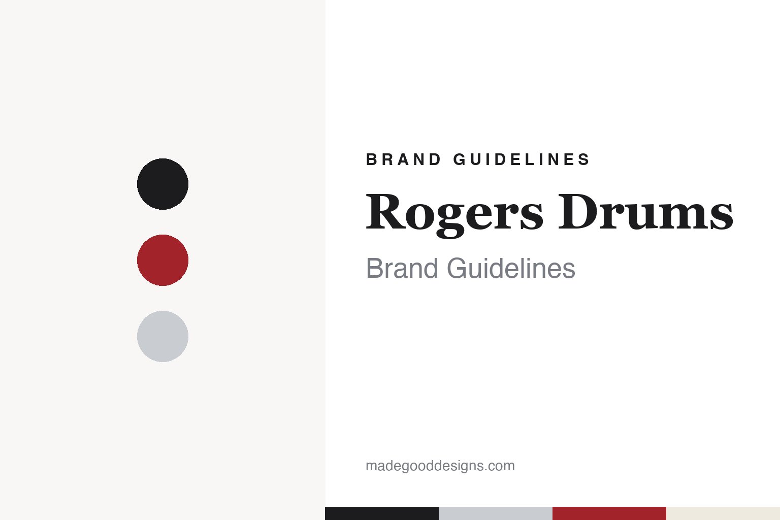 Rogers Drums brand guidelines — abstract colour discs and material texture (original homage; not a Rogers Drums product or logo)