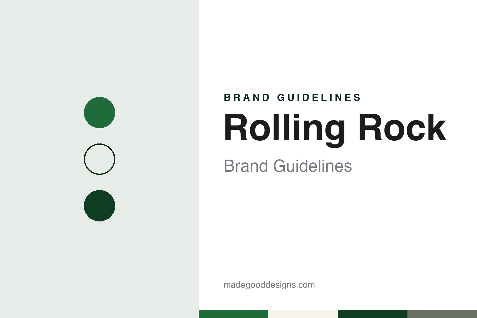Rolling Rock brand guidelines — abstract colour discs and material texture (original homage; not a Rolling Rock product or logo)