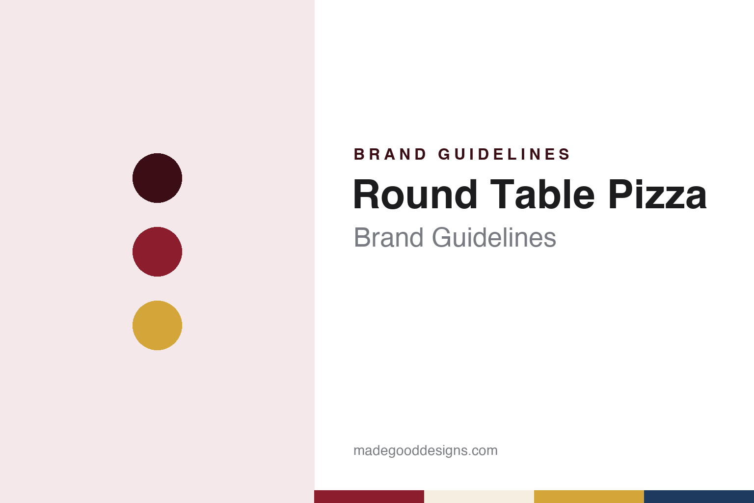 Round Table Pizza brand guidelines — abstract colour discs and material texture (original homage; not a Round Table Pizza product or logo)