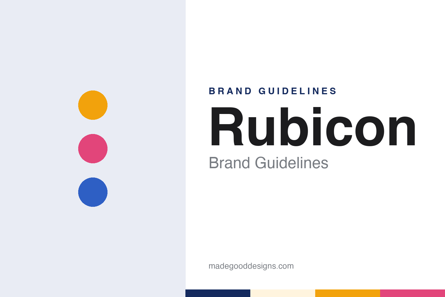 Rubicon brand guidelines — abstract colour discs and material texture (original homage; not a Rubicon product or logo)