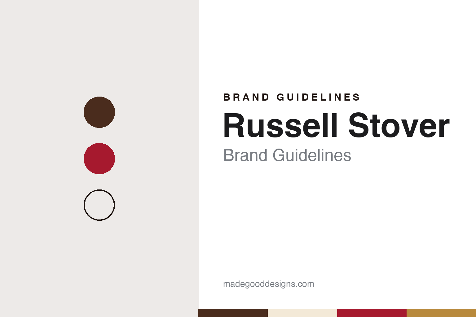 Russell Stover brand guidelines — abstract colour discs and material texture (original homage; not a Russell Stover product or logo)