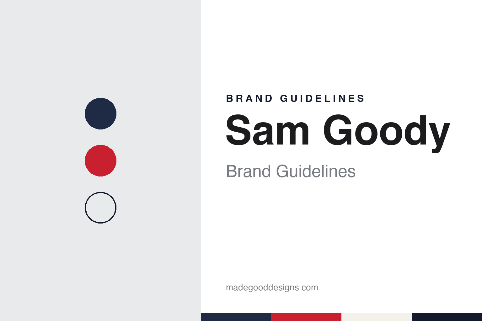 Sam Goody brand guidelines — abstract colour discs and material texture (original homage; not a Sam Goody product or logo)