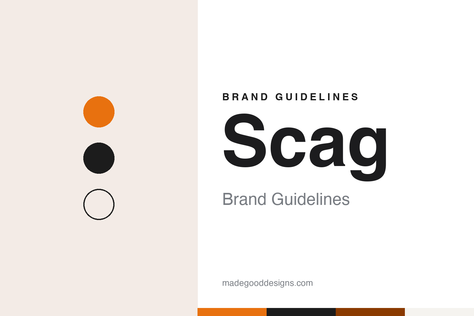 Scag brand guidelines — abstract colour discs and material texture (original homage; not a Scag product or logo)