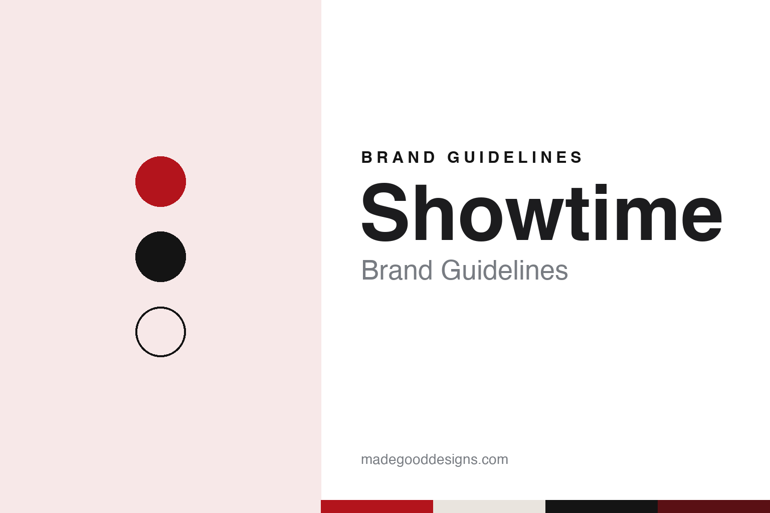 Showtime brand guidelines — abstract colour discs and material texture (original homage; not a Showtime product or logo)
