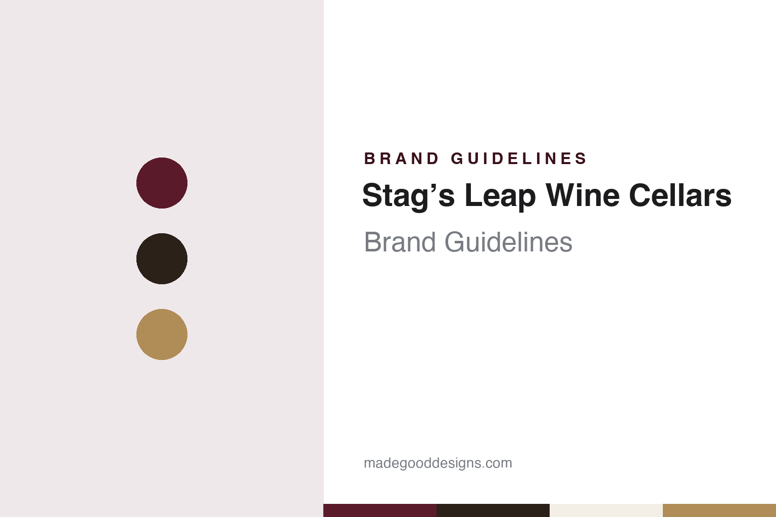 Stag’s Leap Wine Cellars brand guidelines — abstract colour discs and material texture (original homage; not a Stag’s Leap Wine Cellars product or logo)