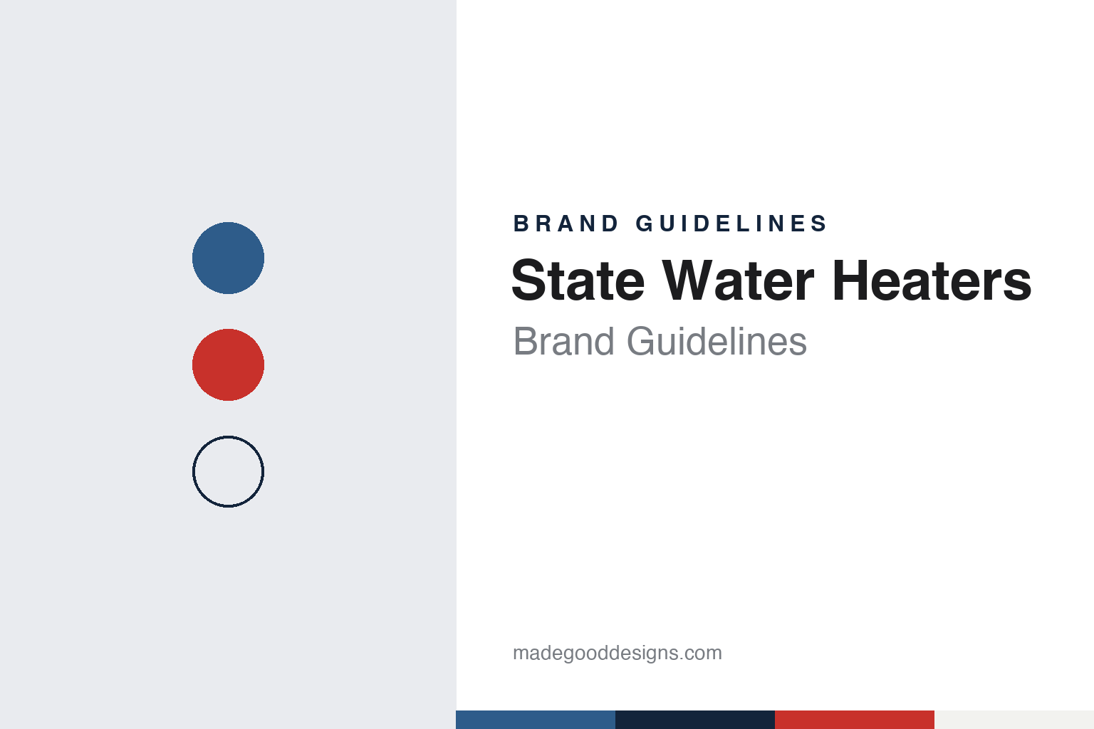 State Water Heaters brand guidelines — abstract colour discs and material texture (original homage; not a State Water Heaters product or logo)