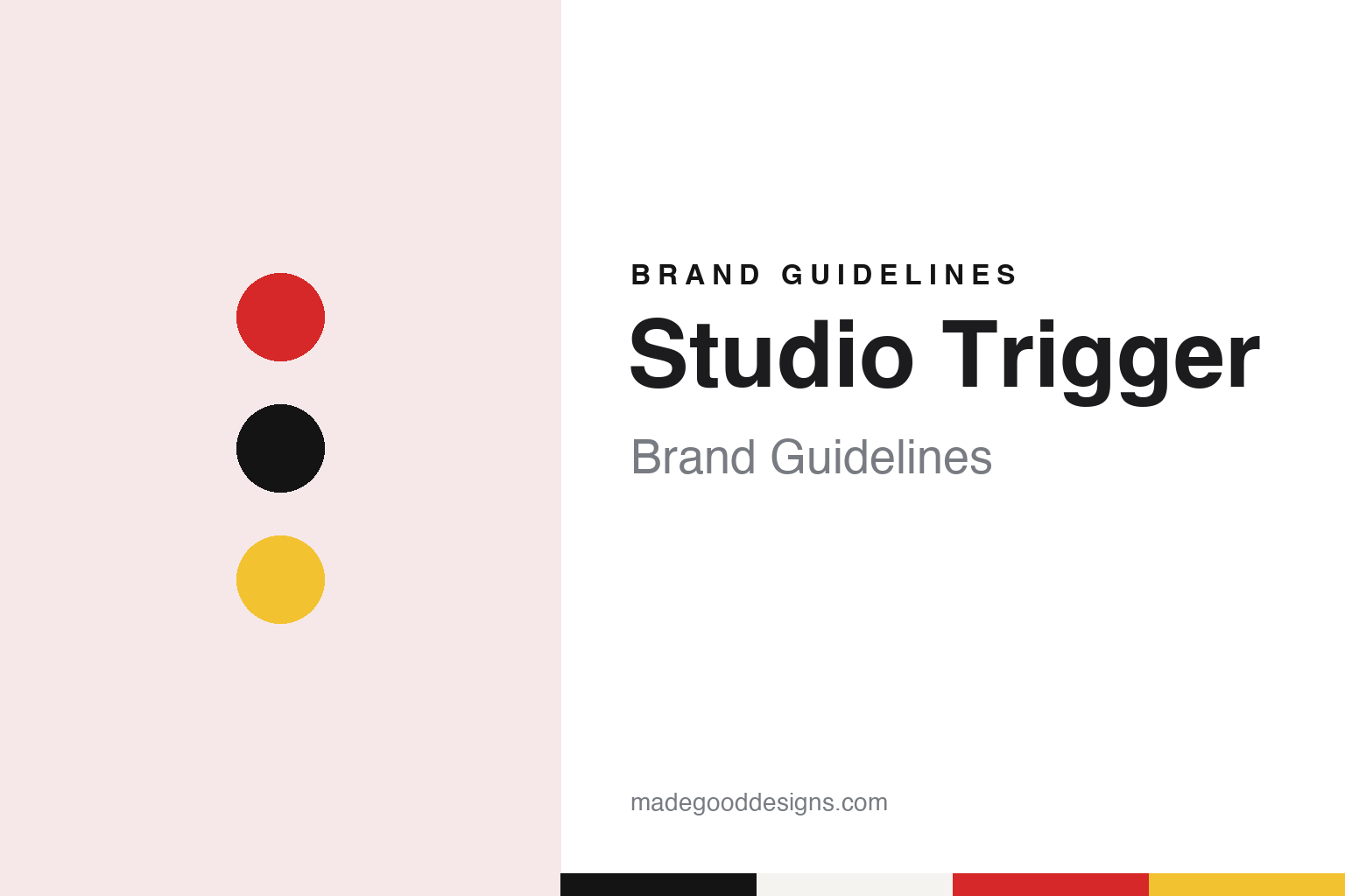 Studio Trigger brand guidelines — abstract colour discs and material texture (original homage; not a Studio Trigger product or logo)