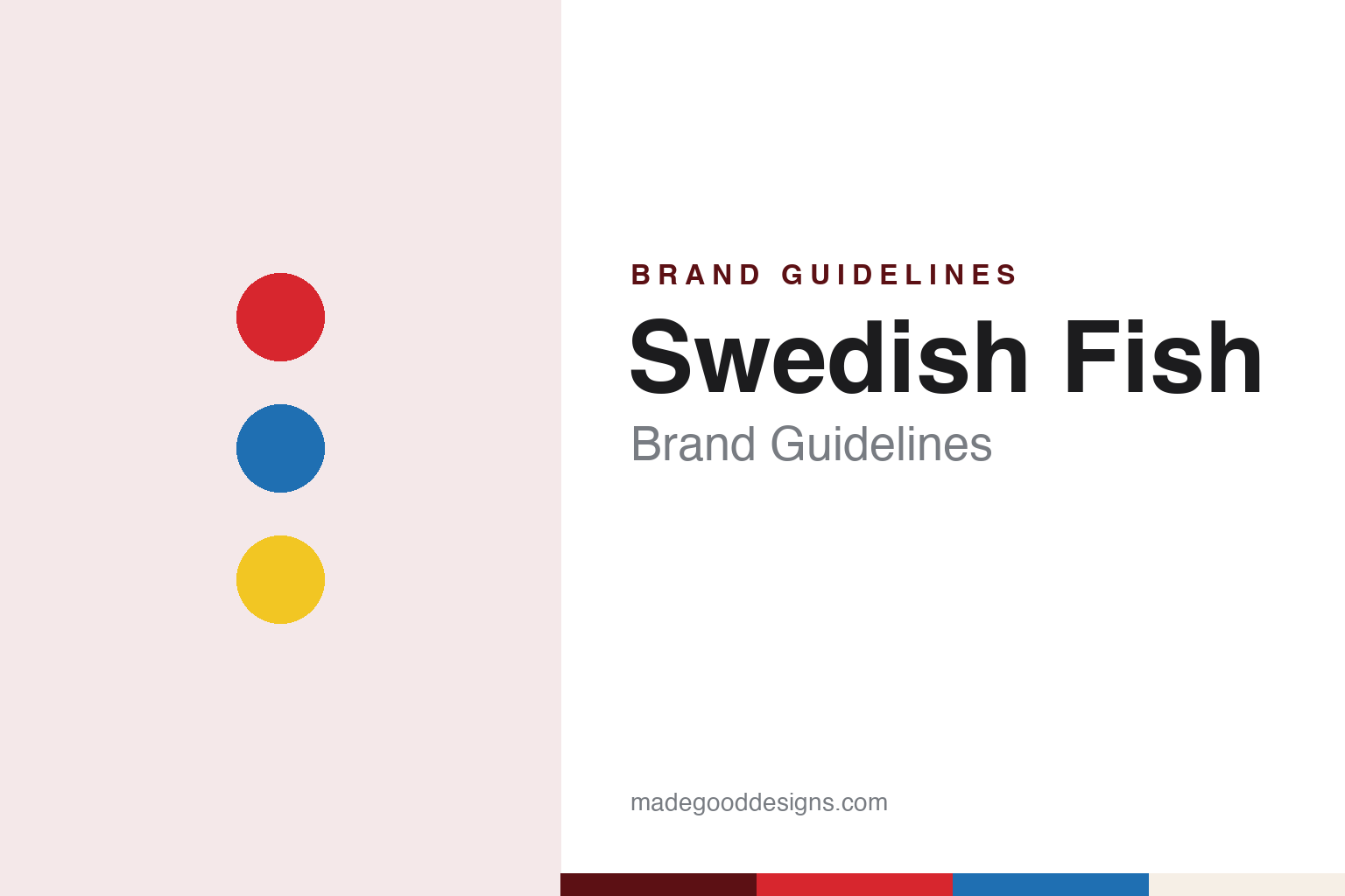 Swedish Fish brand guidelines — abstract colour discs and material texture (original homage; not a Swedish Fish product or logo)