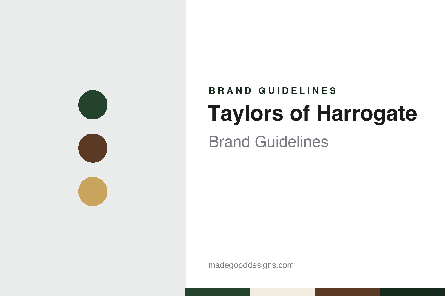 Taylors of Harrogate brand guidelines — abstract colour discs and material texture (original homage; not a Taylors of Harrogate product or logo)