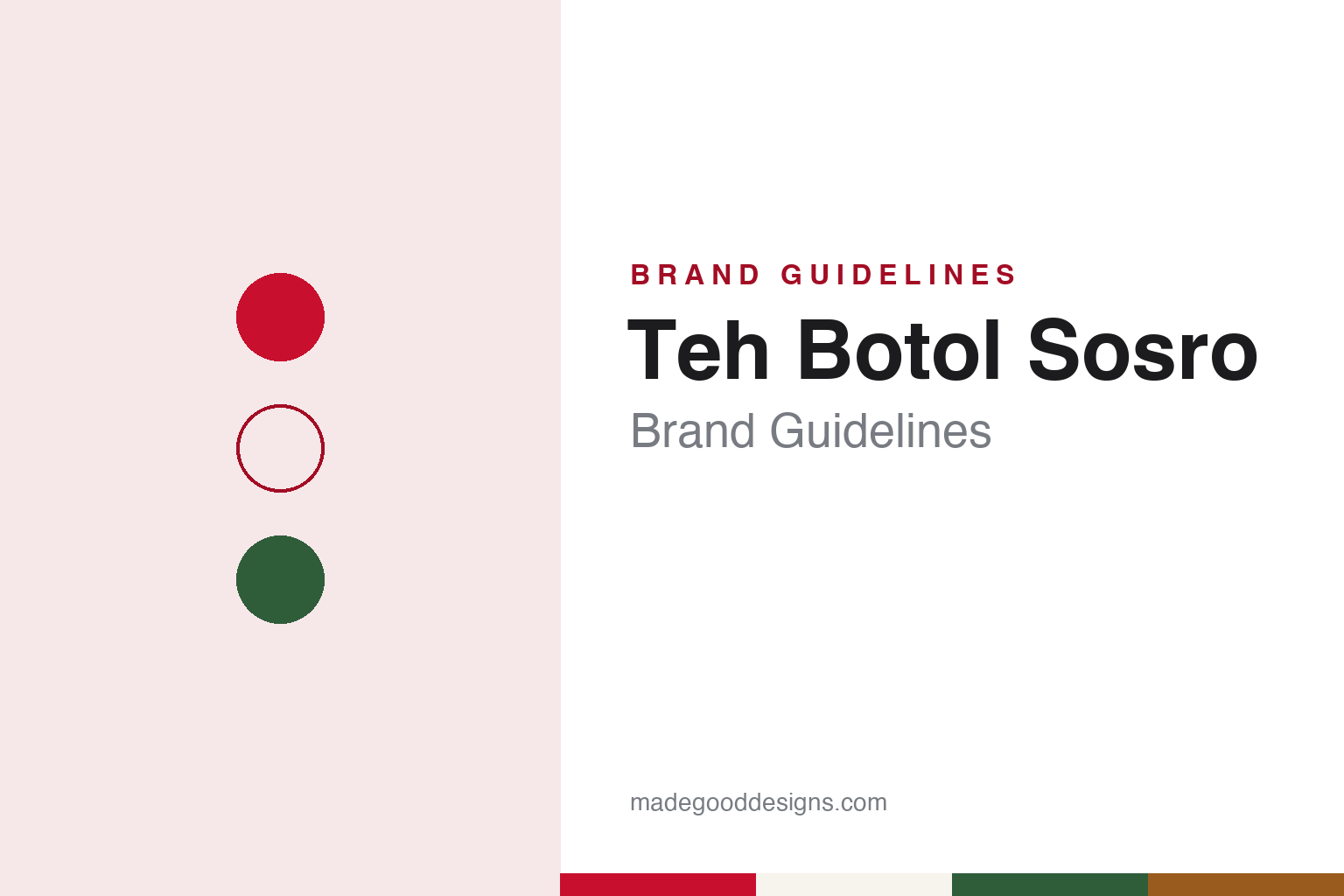Teh Botol Sosro brand guidelines — abstract colour discs and material texture (original homage; not a Teh Botol Sosro product or logo)