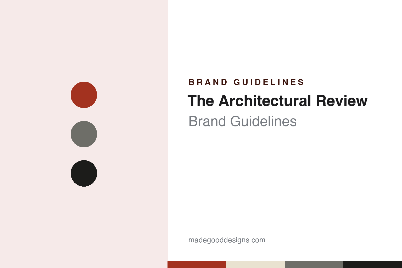 The Architectural Review brand guidelines — abstract colour discs and material texture (original homage; not a The Architectural Review product or logo)