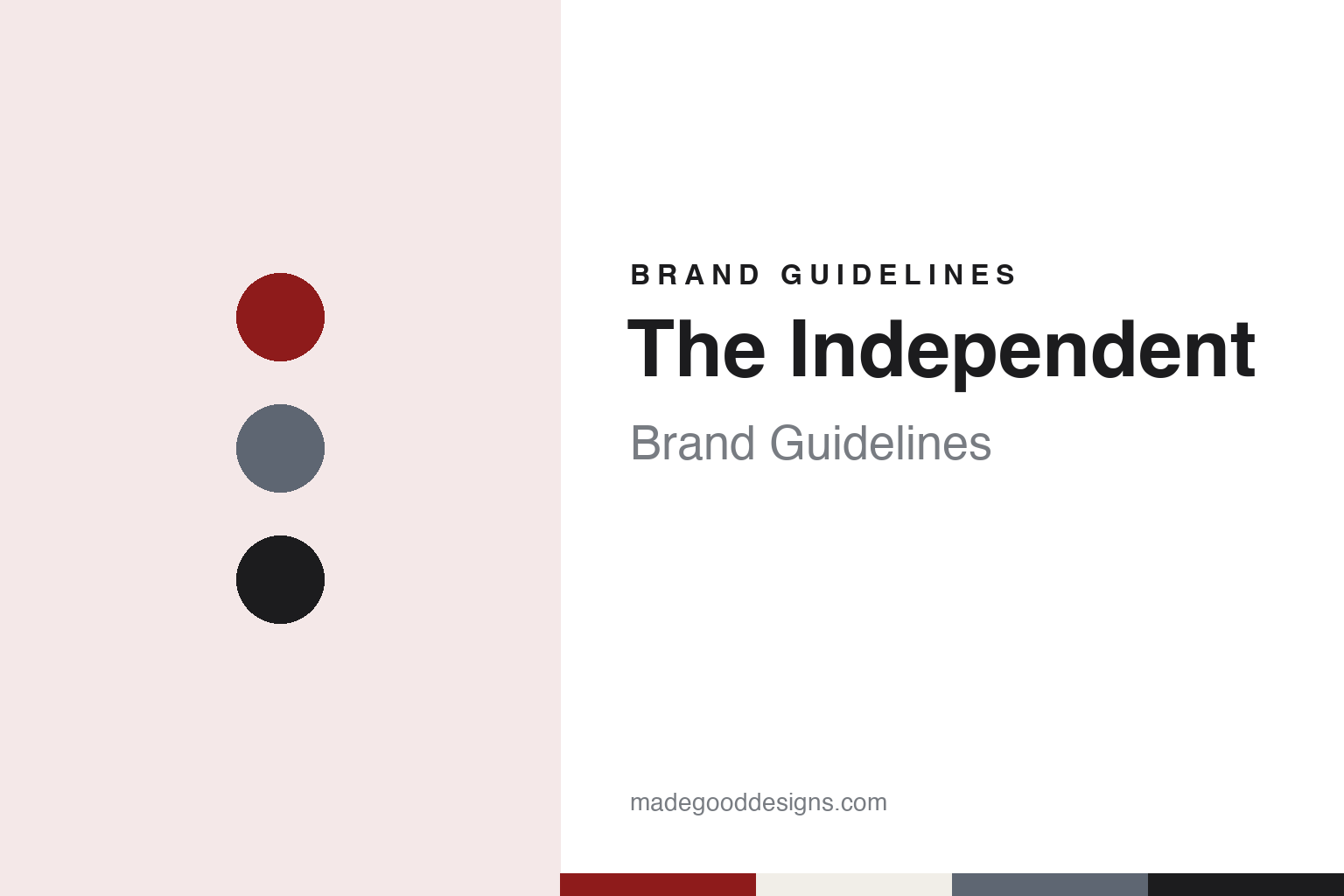 The Independent brand guidelines — abstract colour discs and material texture (original homage; not a The Independent product or logo)
