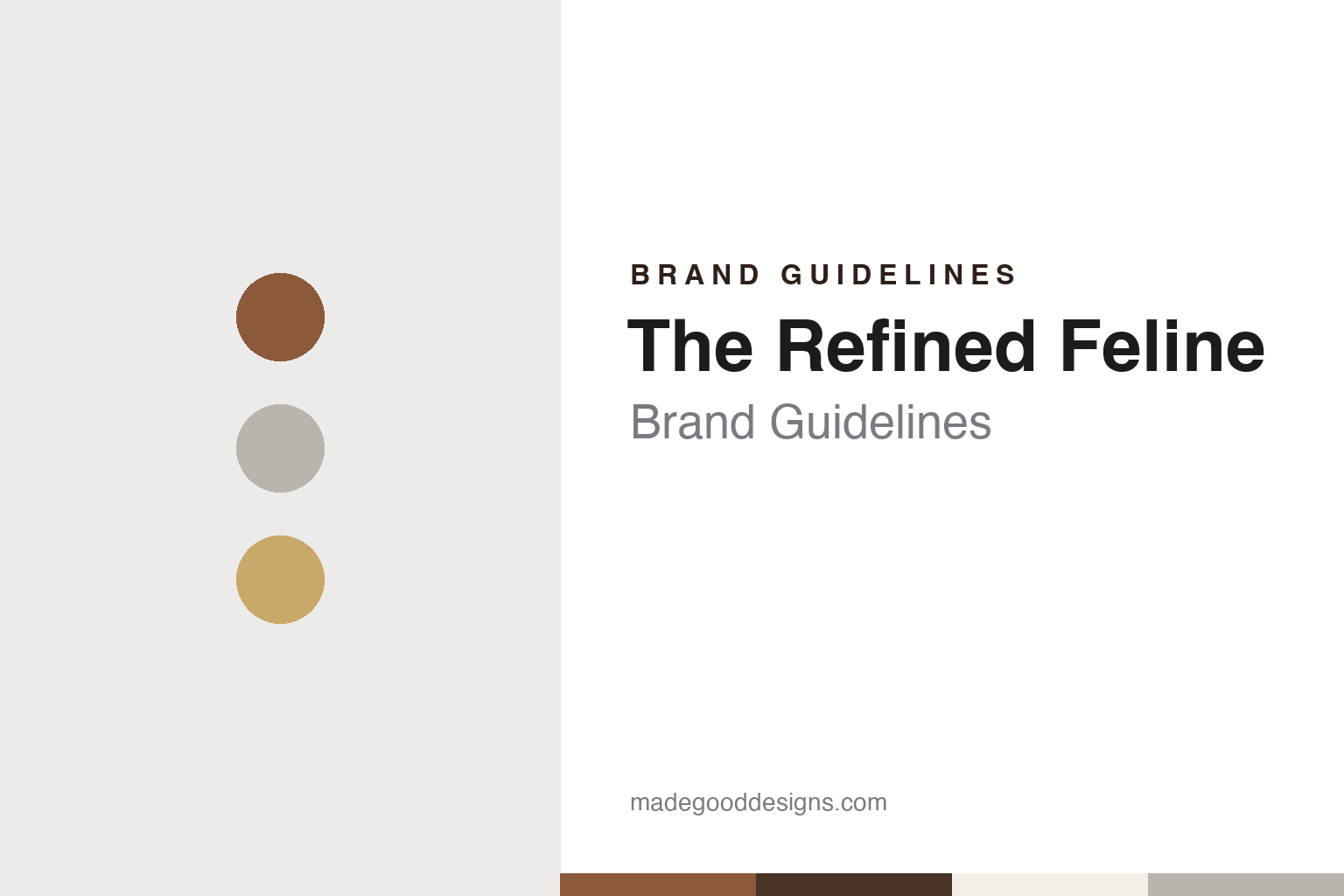 The Refined Feline brand guidelines — abstract colour discs and material texture (original homage; not a The Refined Feline product or logo)