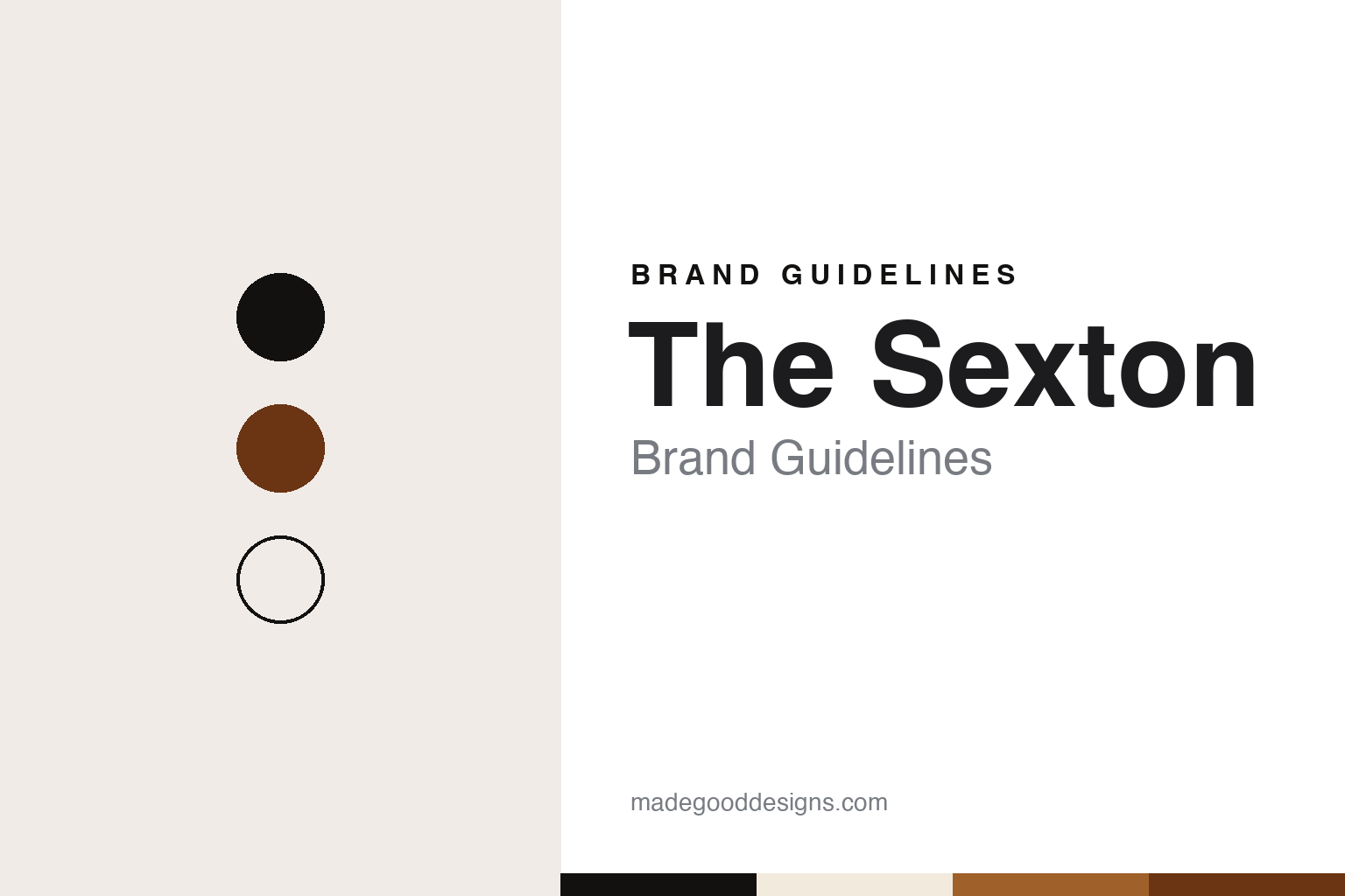 The Sexton brand guidelines — abstract colour discs and material texture (original homage; not a The Sexton product or logo)