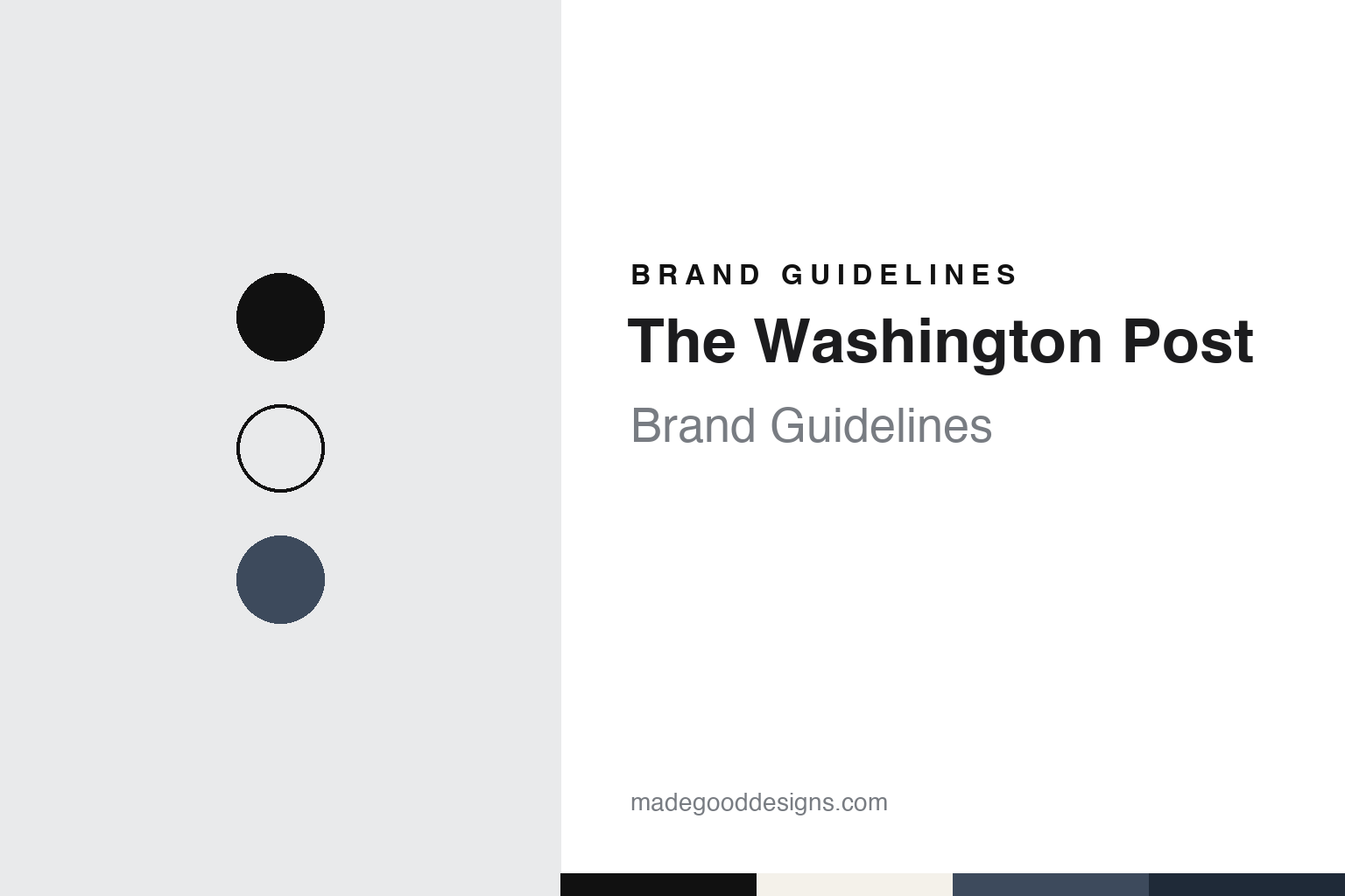 The Washington Post brand guidelines — abstract colour discs and material texture (original homage; not a The Washington Post product or logo)