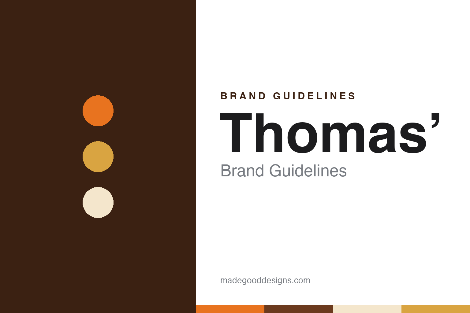 Thomas’ brand guidelines — abstract colour discs and material texture (original homage; not a Thomas’ product or logo)