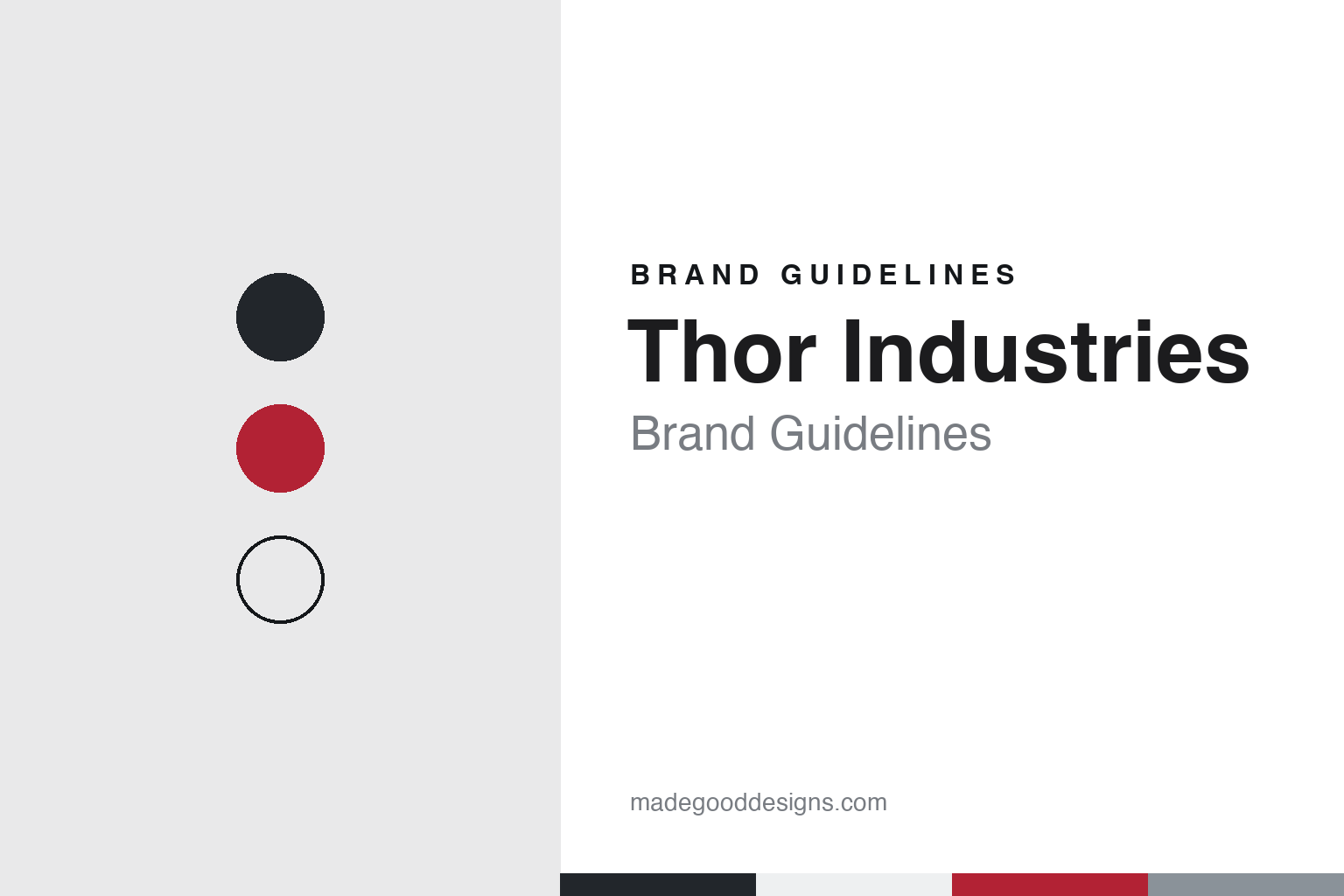 Thor Industries brand guidelines — abstract colour discs and material texture (original homage; not a Thor Industries product or logo)