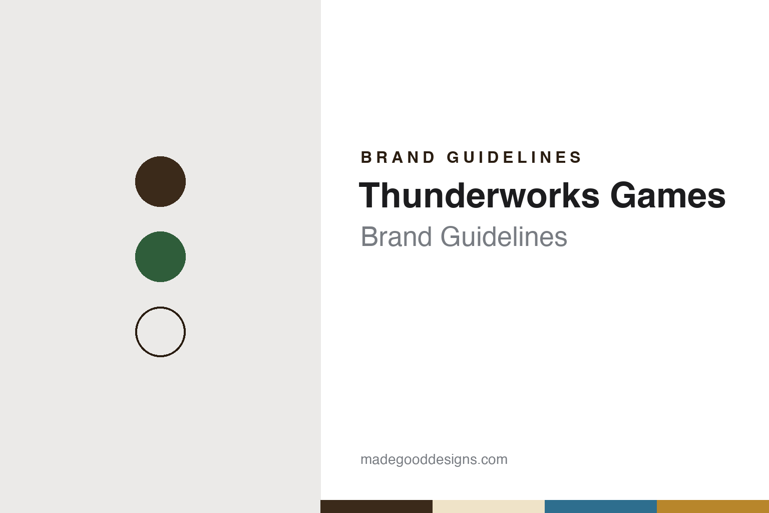 Thunderworks Games brand guidelines — abstract colour discs and material texture (original homage; not a Thunderworks Games product or logo)