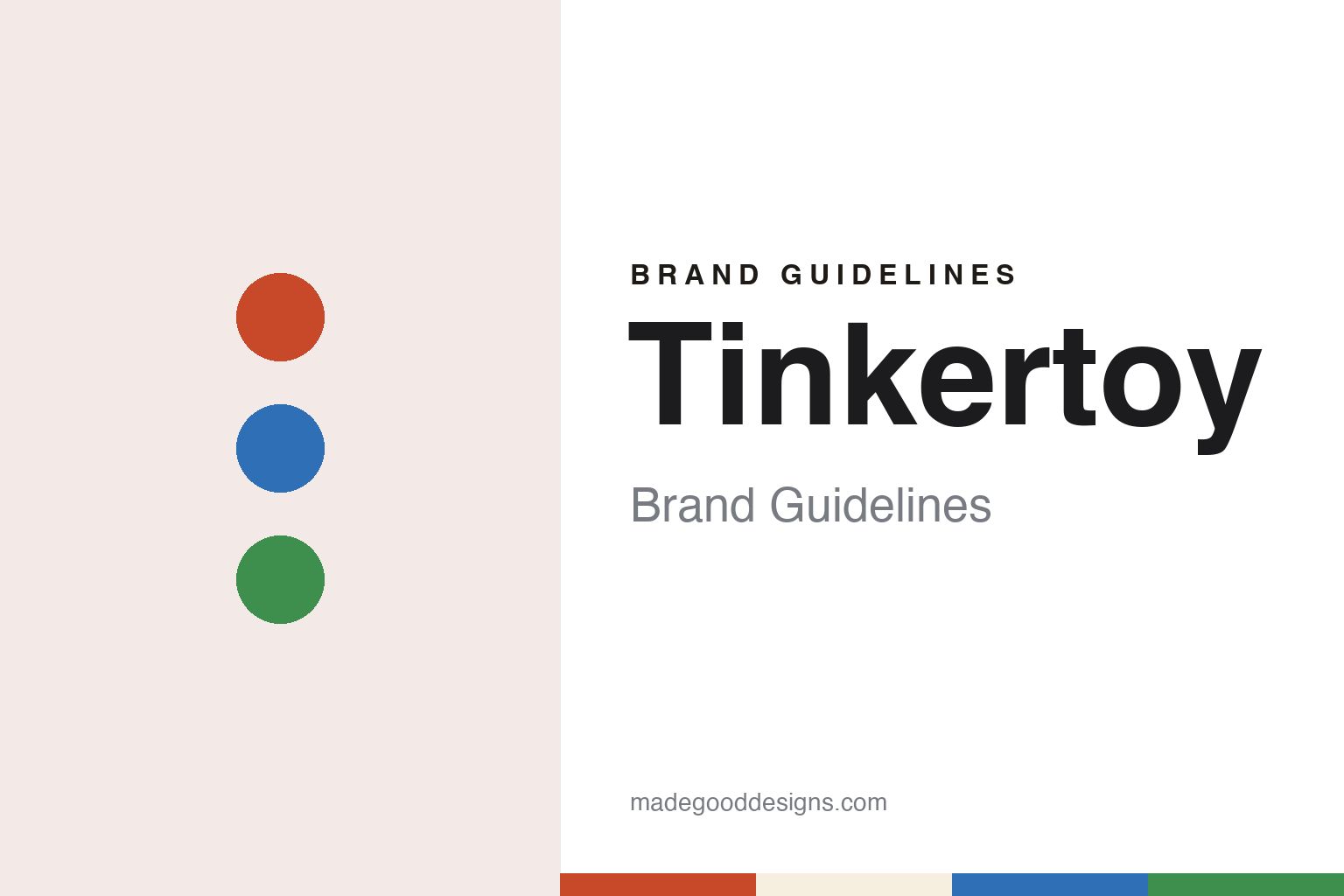 Tinkertoy brand guidelines — abstract colour discs and material texture (original homage; not a Tinkertoy product or logo)